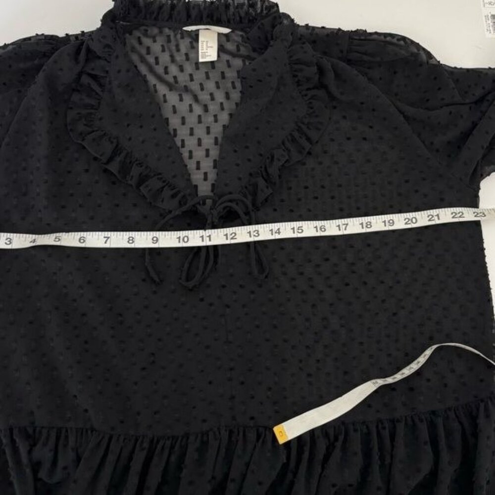 H & M Tunic 10 Tiered Polka Dot Ruffle Sheer Whimsigoth Fairy Boho Chic Festival - Picture 7 of 12